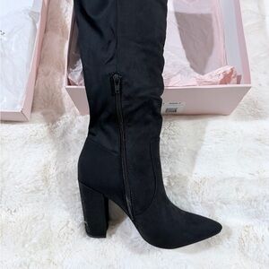 JustFab Arlette Black Heeled Boots